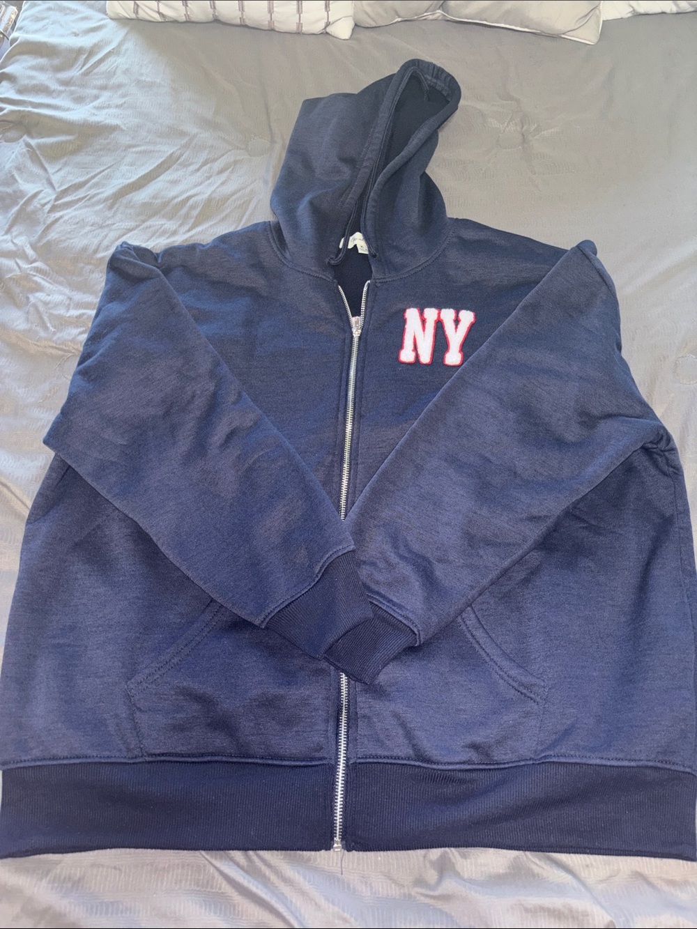 NY Appliqué Navy Zip Hoodie - Unbranded
